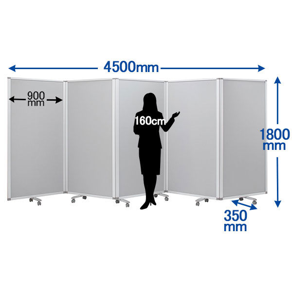 コマイ 5連スクリーン クロスタイプ 高さ1800×幅4500mm 1台（3梱包）