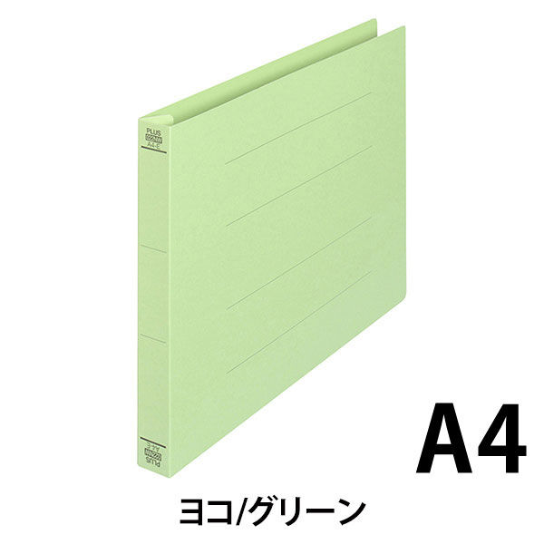 プラス フラットファイル厚とじ A4ヨコ 100冊 グリーン No.022NW 樹脂