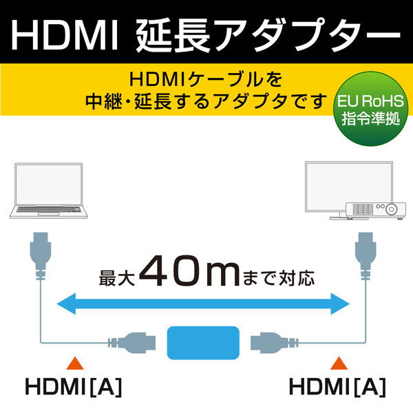 HDMI延長コネクタ リピーター 最大延長40m HDMI[メス] - HDMI[メス] AD-HDRP40 エレコム 1個