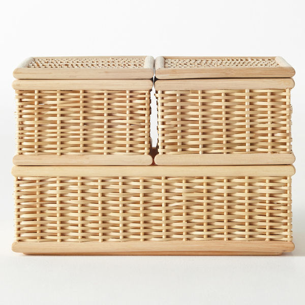 無印良品 重なるブリ材長方形ボックス （V）約幅26×奥行18.5×高さ12cm 