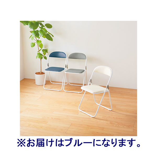TOKIO 折りたたみ椅子 抗菌ビニールレザー ブルー 1箱（6脚入 
