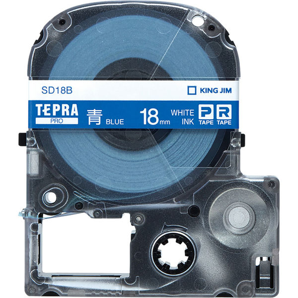 テプラ TEPRA PROテープ スタンダード 幅18mm ビビッド 青ラベル(白 