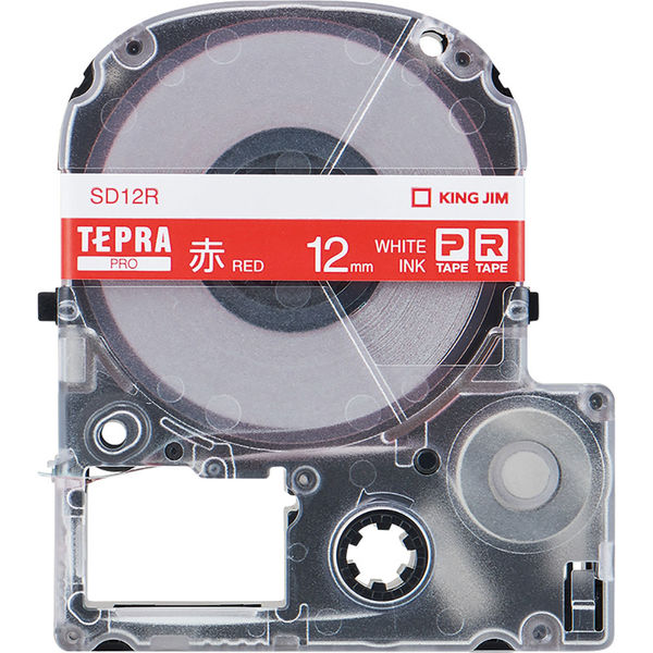 テプラ TEPRA PROテープ スタンダード 幅12mm ビビッド 赤ラベル(白文字) SD12R 1個 キングジム