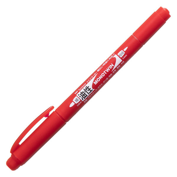 トンボ鉛筆【MONO】油性ツインマーカー 極細モノツインE 赤 1本 - アスクル