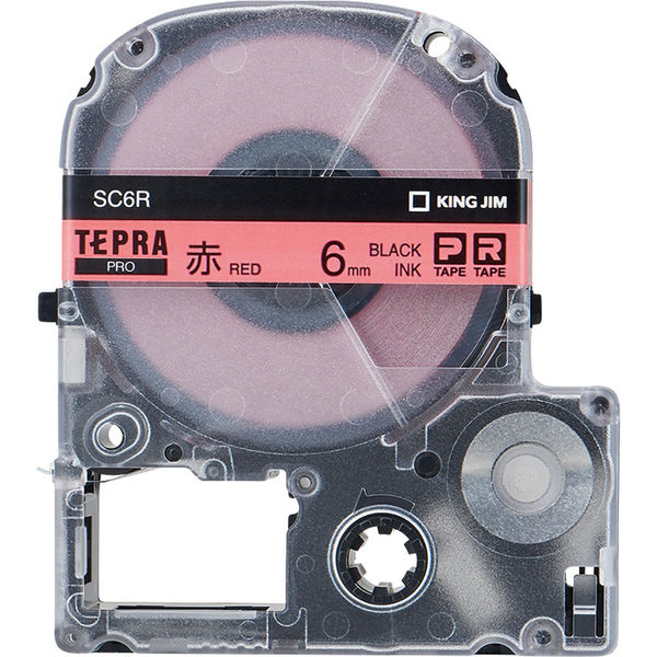 テプラ TEPRA PROテープ スタンダード 幅6mm パステル 赤ラベル(黒文字) SC6R 1個 キングジム