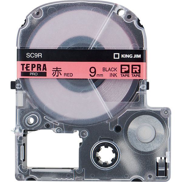 テプラ TEPRA PROテープ スタンダード 幅9mm パステル 赤ラベル(黒文字 