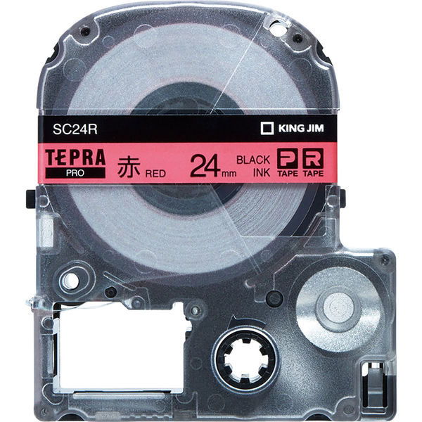 テプラ TEPRA PROテープ スタンダード 幅24mm パステル 赤ラベル(黒文字) SC24R 1個 キングジム