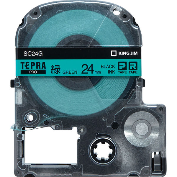テプラ TEPRA PROテープ スタンダード 幅24mm パステル 緑ラベル(黒文字) SC24G 1個 キングジム