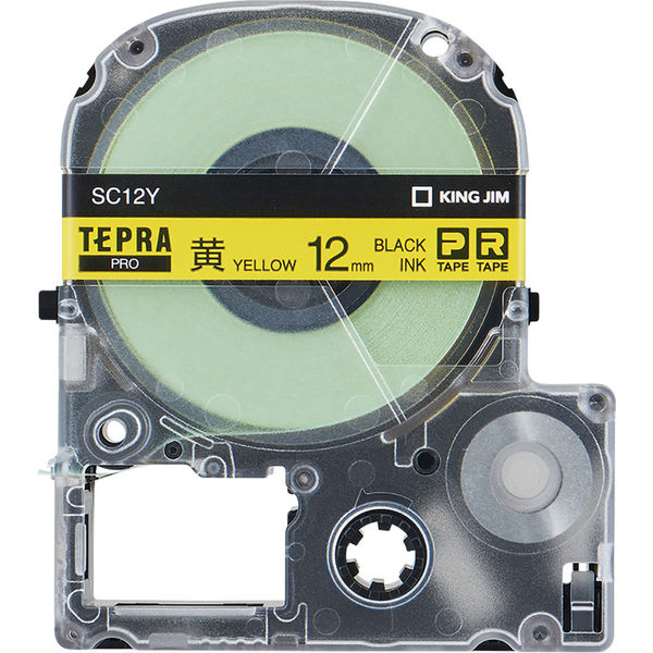 テプラ TEPRA PROテープ スタンダード 幅12mm パステル 黄ラベル(黒文字) SC12Y 1個 キングジム