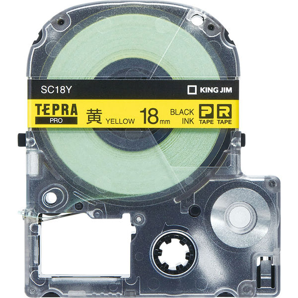 テプラ TEPRA PROテープ スタンダード 幅18mm パステル黄ラベル(黒文字 