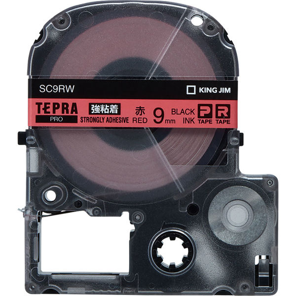 テプラ TEPRA PROテープ 強粘着 幅9mm 赤ラベル(黒文字) SC9RW 1個 キングジム