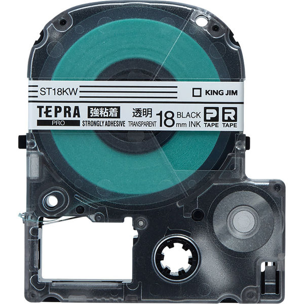 テプラ TEPRA PROテープ 強粘着 幅18mm 透明ラベル(黒文字) ST18KW 1個 