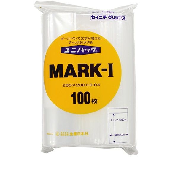 ユニパック（R）（チャック袋） 書き込み欄付き 0.04mm厚 B5 MARK-I 1袋（100枚入） 生産日本社 セイニチ - アスクル