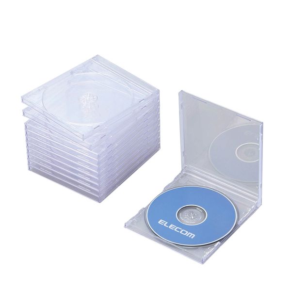 エレコム Blu-ray/DVD/CDプラケース 10mm/1枚収納 CCD-JSCN10CR 1パック（10枚入）