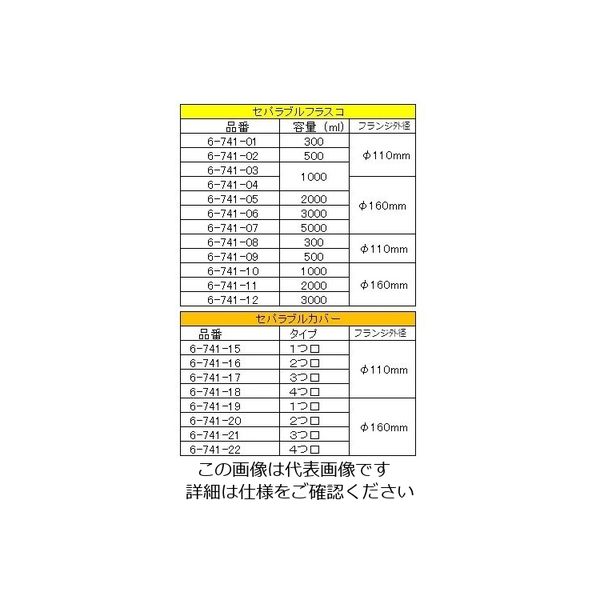 アズワン セパラブルフラスコ 筒型 300mL 口内径φ75mm 6-741-08 1個（直送品） - アスクル