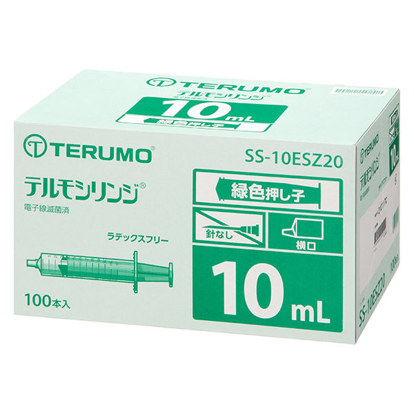 テルモ シリンジ（R）色付押子タイプ 容量#10mL：筒先#横口：押子色#緑色 SS-10ESZ20 1箱（100本入） - アスクル