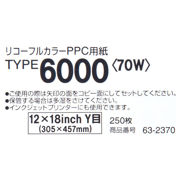 リコー　フルカラーコピー用紙　タイプ6000（70W）　A3ノビ　12×18インチ