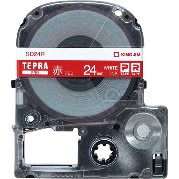 テプラ TEPRA PROテープ スタンダード 幅24mm ビビッド 赤ラベル(白