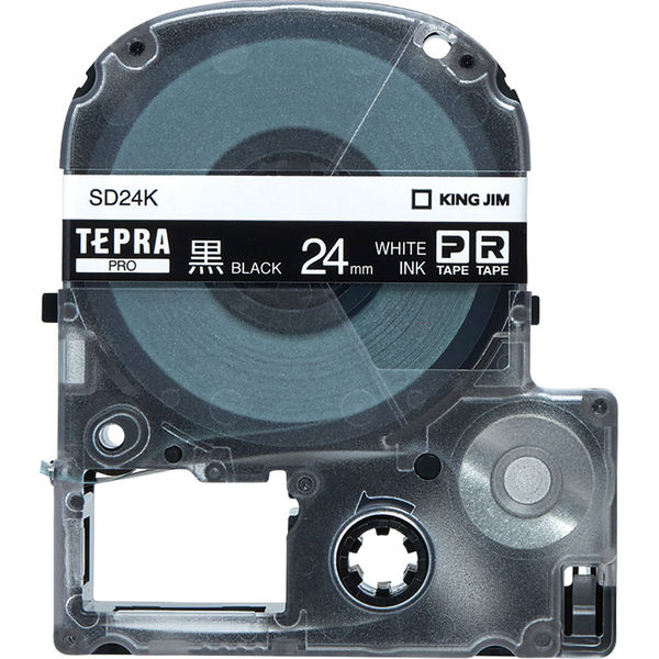 テプラ TEPRA PROテープ スタンダード 幅24mm ビビッド 黒ラベル(白文字) SD24K 1個 キングジム