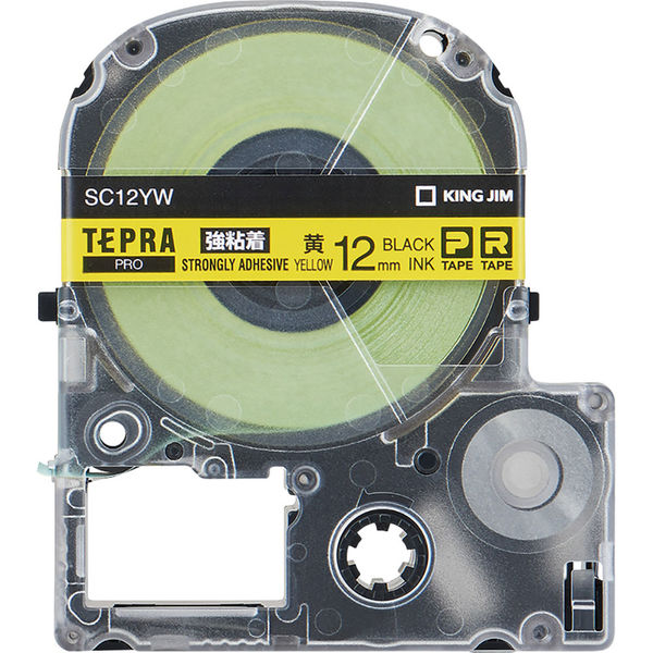 テプラ TEPRA PROテープ 強粘着 幅12mm 黄ラベル(黒文字) SC12YW 1個 キングジム