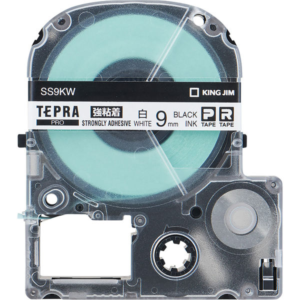 テプラ TEPRA PROテープ 強粘着 幅9mm 白ラベル(黒文字) SS9KW 1個 キングジム