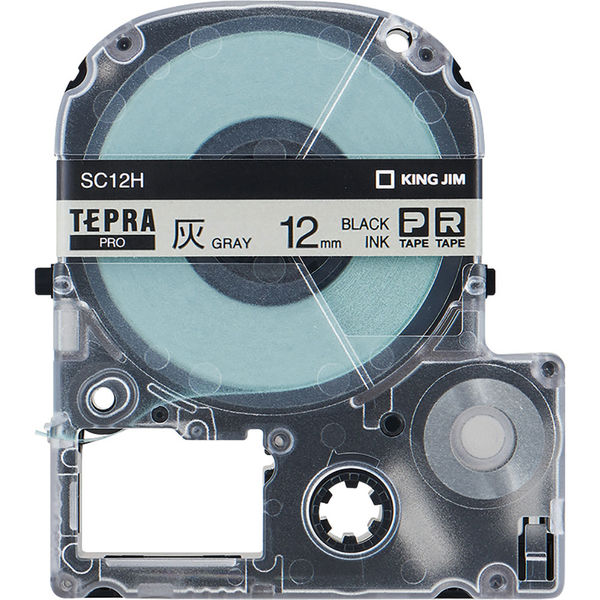 テプラ TEPRA PROテープ スタンダード 幅12mm パステル 灰ラベル(黒文字) SC12H 1個 キングジム