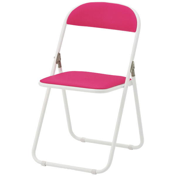TOKIO 折りたたみイス ホワイトフレーム（背座:ビニールレザー 折りたたみ可能） ピンク 1箱（6脚入） パイプ椅子 オリジナル
