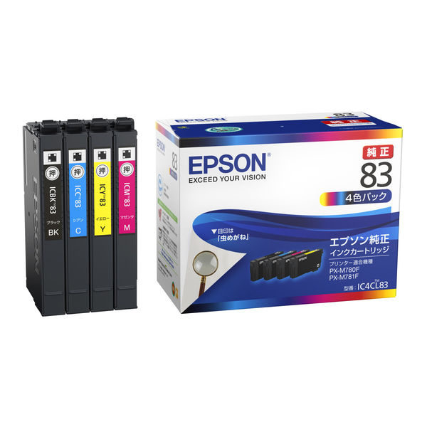 エプソン（EPSON） 純正インク IC4CL83 IC83/IC84シリーズ 1パック（4色入） - アスクル