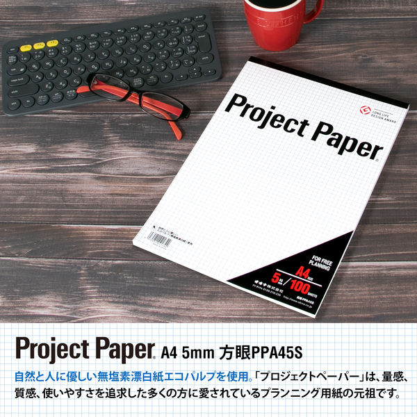 オキナ プロジェクトペーパー A4タテ 5mm方眼 5冊 - アスクル