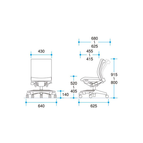 イトーキ コペル オフィスチェア 肘無し ネイビー／ブラック YCS-NBBL