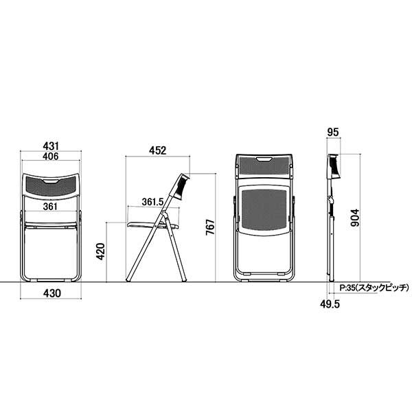 アイリスチトセ アルミ折りたたみチェア ブルー １脚 折りたたみ式 幅