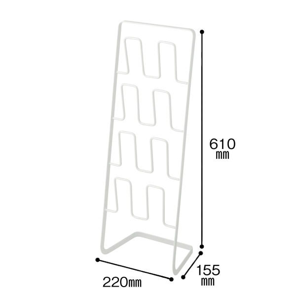 山崎実業　スリッパラック　ホワイト　4足用　幅220×奥行155×高さ610mm 1台