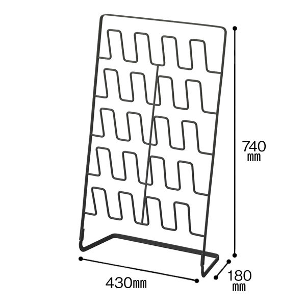 山崎実業 スリッパラック ブラック 10足用 幅430×奥行180×高さ740mm 1