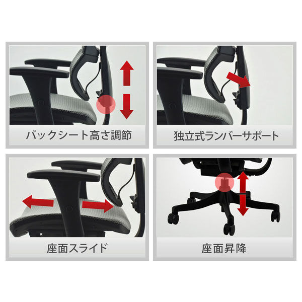 エルゴヒューマン スマート オフィスチェア 3Dファブリックメッシュ 肘