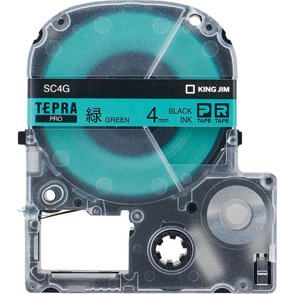 テプラ TEPRA PROテープ スタンダード 幅4mm パステル 緑ラベル(黒文字 