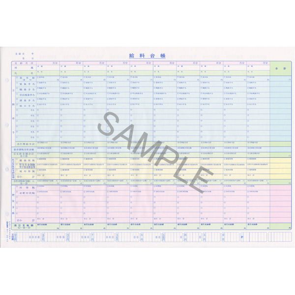 日本法令 法令様式/ビジネスフォーム 複写式給料明細書兼給料台帳（タテ型） B4規格外 20組 ノーカーボン・2枚複写・4色刷 給与2 - アスクル