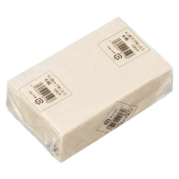 イデシギョー 植林木4つ折り 紙ナプキン 未晒し 2/3タイプ 1袋（100枚