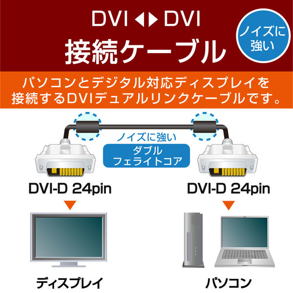 DVIケーブル DVI-D(24ピン・オス)ーDVI-D(24ピン・オス) 1.5m ブラック