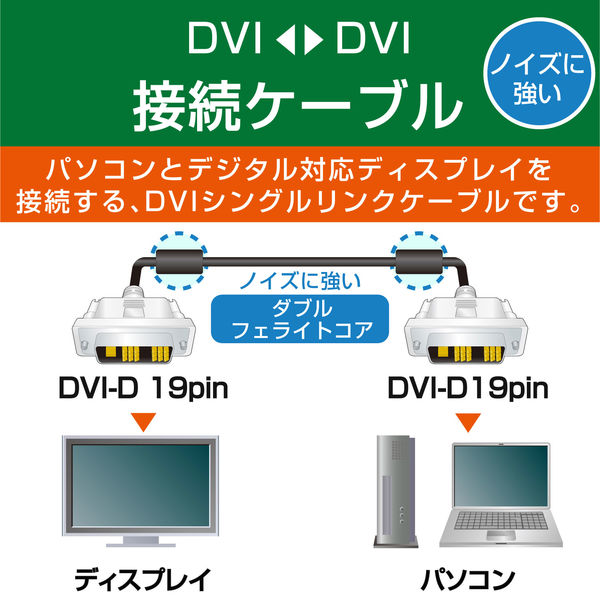 DVIケーブル DVI-D 19ピン (オス)-DVI-D19ピン(オス) 5m ブラック CAC-DVSL50BK エレコム 1本