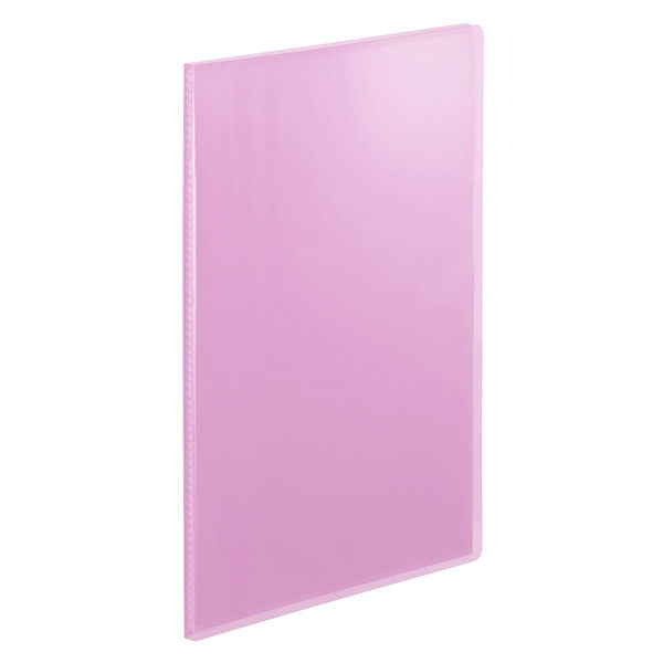 アスクル　クリアファイル　固定式10ポケット　100冊　A4タテ　透明表紙　ピンク オリジナル