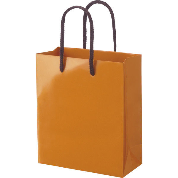 手提げ紙袋小物用 丸紐 オレンジ L 1セット（50枚：5枚入×10袋