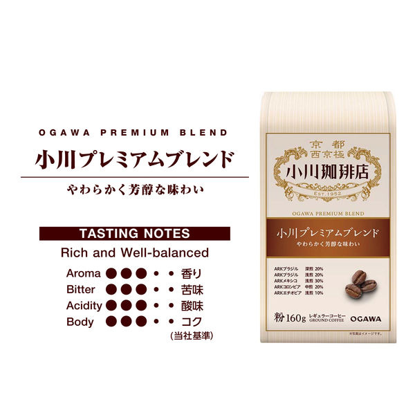 コーヒー粉】小川珈琲店 小川プレミアムブレンド 1袋（160g） - アスクル