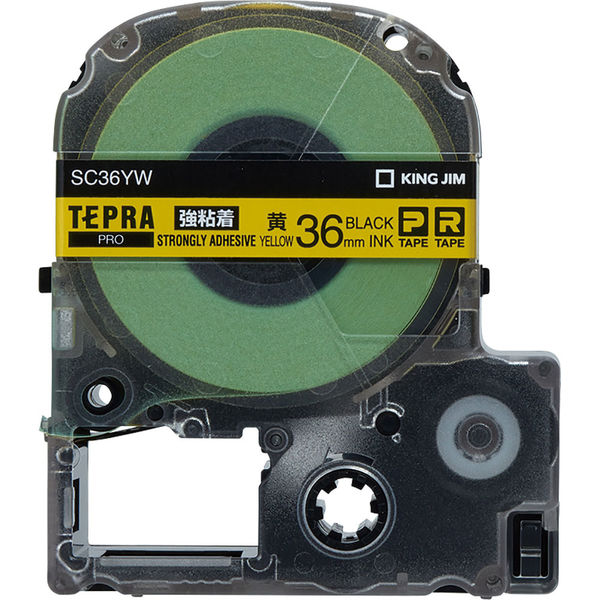 テプラ TEPRA PROテープ 強粘着 幅36mm 黄ラベル(黒文字) SC36YW 1個 