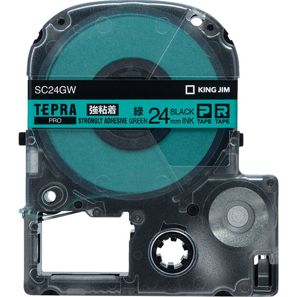 テプラ TEPRA PROテープ 強粘着 幅24mm 緑ラベル(黒文字) SC24GW 1個 