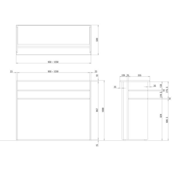 プラス スチールカウンター ハイカウンター 幅1250mm 専用棚板