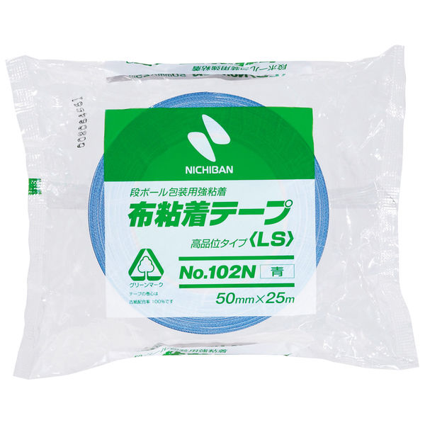 ガムテープ】 カラー布粘着テープ No.102N 0.30mm厚 青 幅50mm×長さ25m