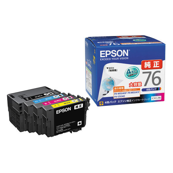 エプソン（EPSON） 純正インク IC4CL76 IC76シリーズ 1パック（4色入） - アスクル