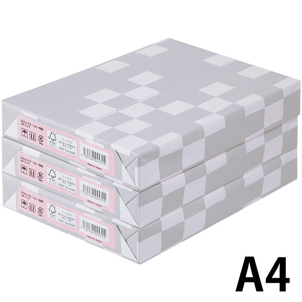 アスクル カラーペーパー A4 ピンク 1セット（500枚×3冊入