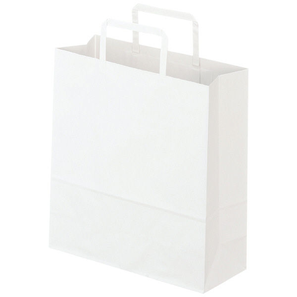 平紐クラフト紙手提袋薄型エコノミー260×280×100 白 1セット（100枚：50枚入×2袋） オリジナル - アスクル