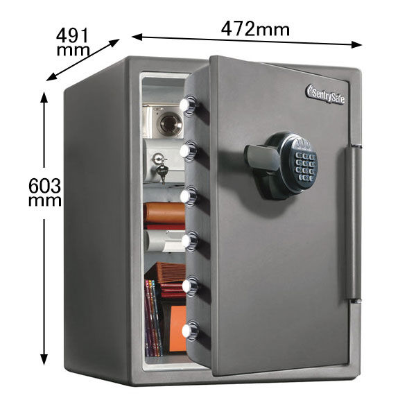 設置込】セントリー テンキー式耐火・耐水金庫 （1時間耐火） 56.6L ガンメタルグレー 幅472×奥行491×高さ603mm JFW205FG  1台 - アスクル